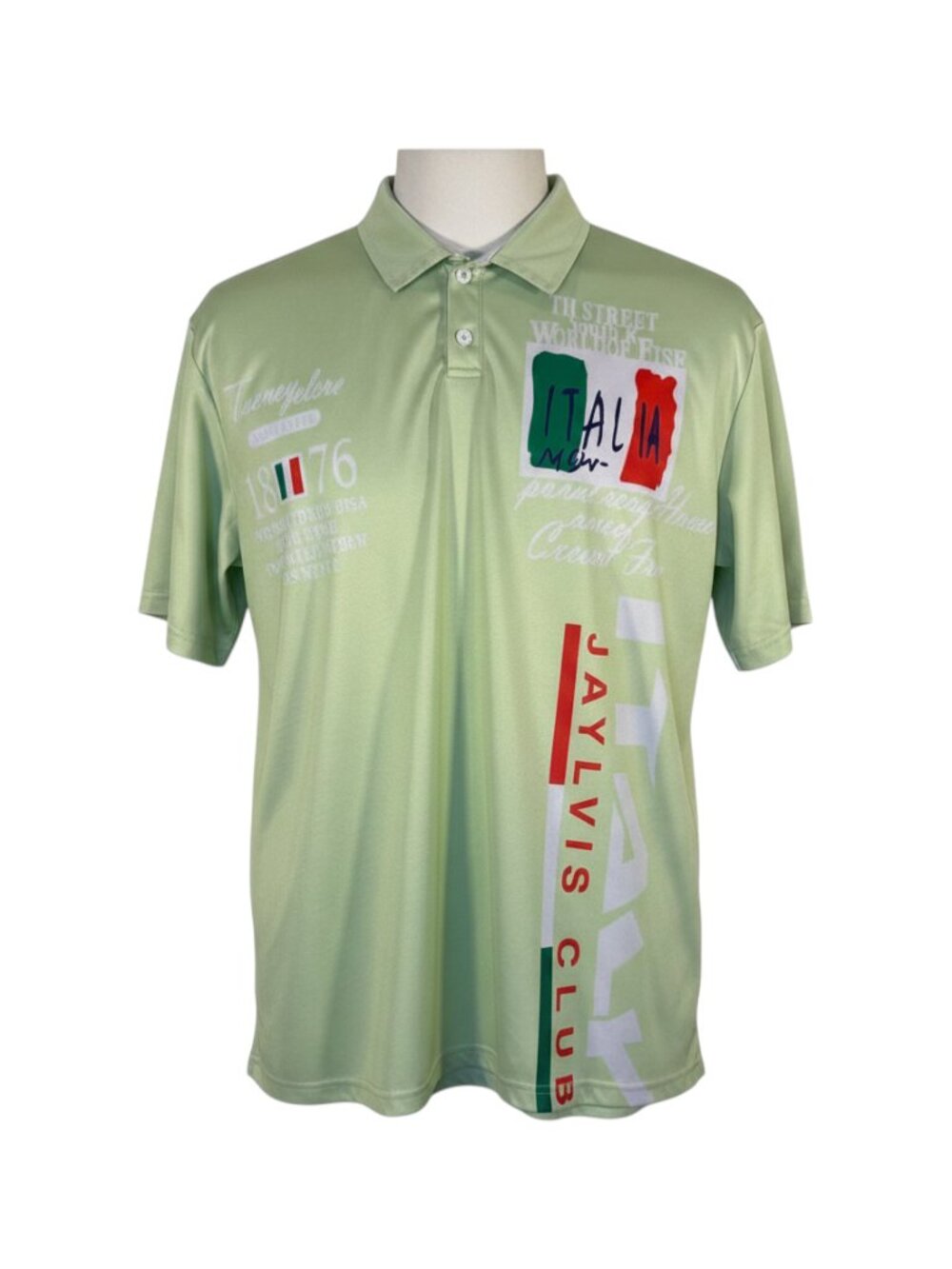 Italia Graphic Polo Shirt Men's XXXL Light Green